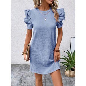 Women's Puff Short Sleeve Round Neck Dress
